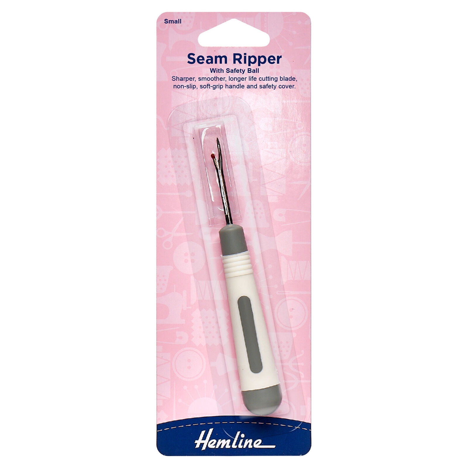 Hemline Seam Ripper With Safety Ball Sewing Tool Accessory Soft Grip