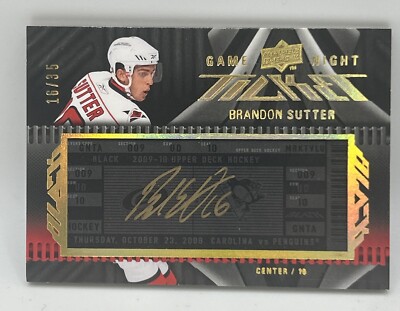 2008 UPPER DECK BLACK GAME NIGHT TICKET BRANDON SUTTER 16/35. JERSEY #!!! SICK!
