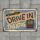 Vintage Decor Tin Metal Signs 8x12 Inches - Drive-in theatre snacks and movies