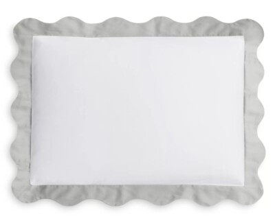 Matouk Carolina Talita Standard Sham Scalloped Cotton Sateen Pool Color New