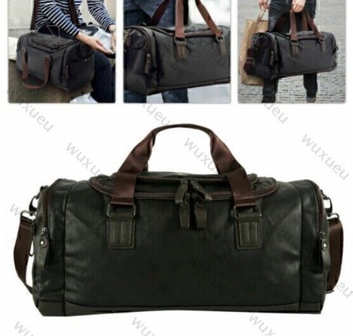 Reisetasche Leder Weekender Sporttasche Schulter Tasche Herren Schwarz XXL B - Bild 2 von 9