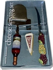 VTG 2001 Boston Warehouse Gourmet Wine & Cheese Serving Set Of 3 - Stainless