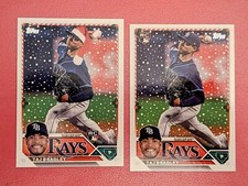 2023 Topps Holiday Taj Bradley RC Santa Hat Variation SP #H23 And Base Card