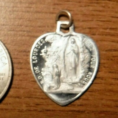 Vintage Our Lady of Lourdes Memorial Medal, Catholic Holy Medal, New ...