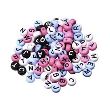 4x7mm Acrylic Letter Round Beads Alphabet Black White Blue Pink Loose Beads