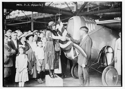 Photo:Mrs. D.J. Mahoney, Christens Dayton - Wright plane