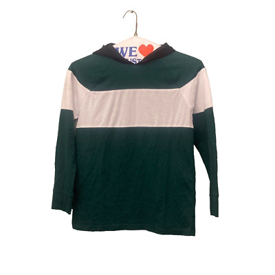 Children''s Place Unisex  10-12 Green/Black Striped hoodie sweatshirt size 10/12