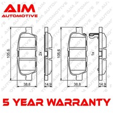 Set pastiglie freno posteriori AIM adatte a Nissan Juke 2014-2018 + altri modelli