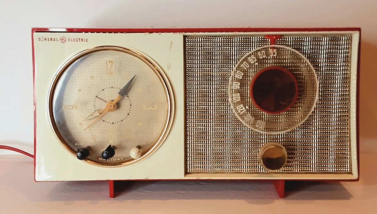 General Electric Red and White Alarm Clock Radio Mid Century Modern 1950s  Rare | eBay