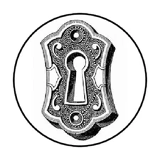 48 Vintage Key Hole !!  ENVELOPE SEALS LABELS STICKERS 1.2" ROUND