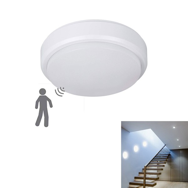 LED Deckenleuchte 9W Dome Rund KreisföRmig Bewegungssensor IP56 Weiß 6500K 1538-image