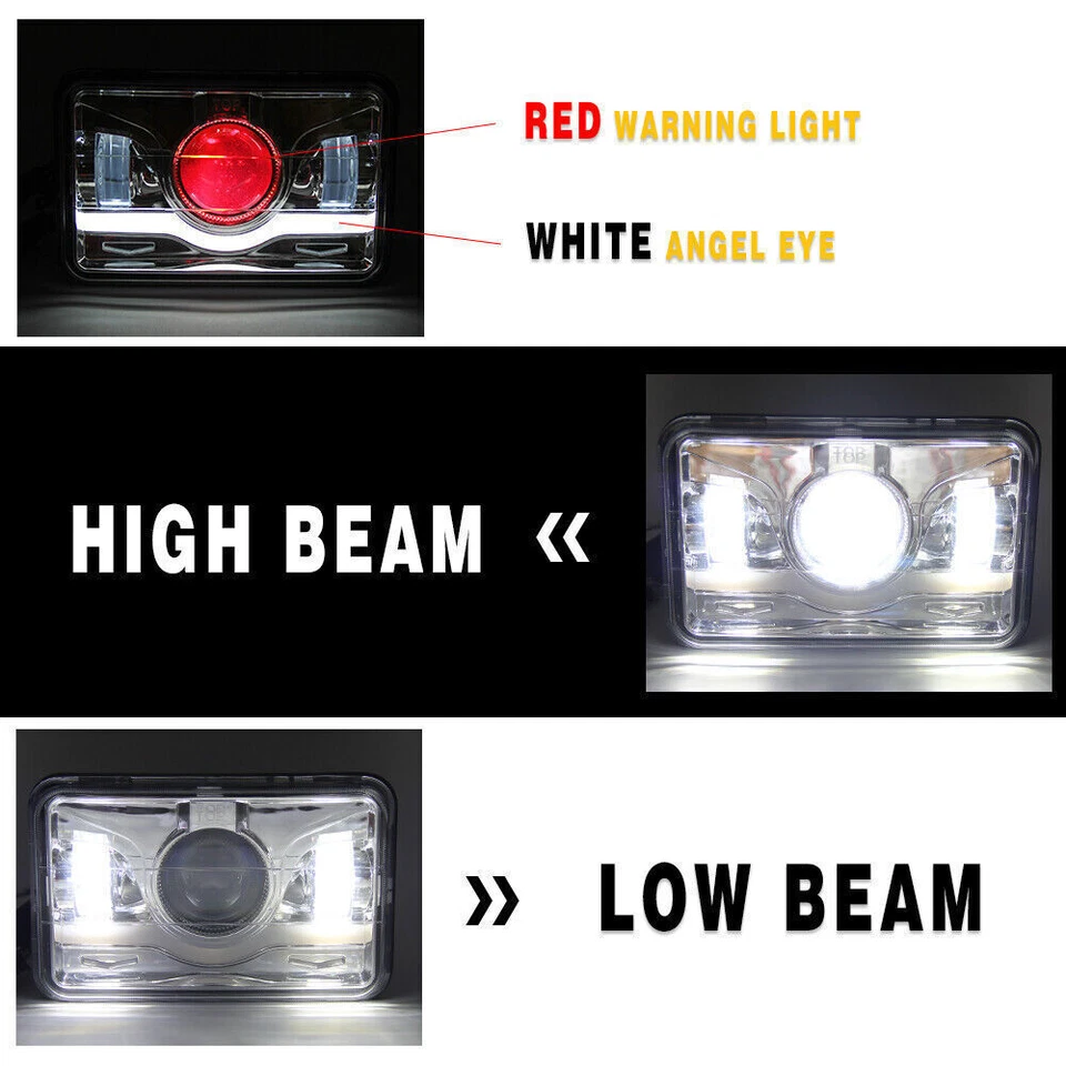 For GMC C1500 2500 3500 1982-1986 Truck 4PCS 4x6" LED Headlights Hi/Lo Beam DRL - Image 2 of 4