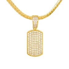 Mini Dog Tag Pendant 20" Miami Cuban Chain Necklace BCH 11185 G