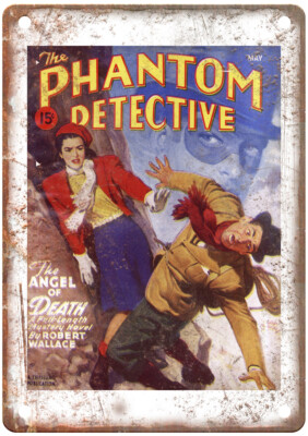 1947 Pulp Cover Phantom Detective v49 n02 Retro Look Metal Sign J1599