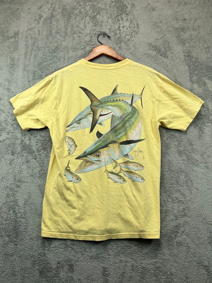 Guy Harvey Original Blue Water T Shirt Mens Medium Yellow Fish Logos Crew SS - Image 4 of 4