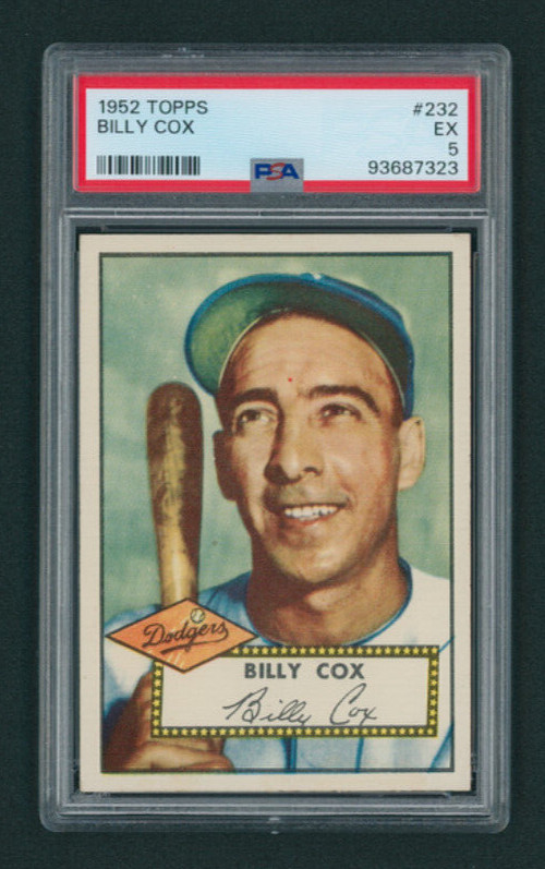 1952 Topps Billy Cox #232 PSA 5 EX BROOKLYN DODGERS CENTERED GREAT EYE APPEAL