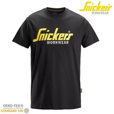 Snickers Mens Workwear Black Classic Logo Work T-Shirt 2586 100% cotton S - XXL