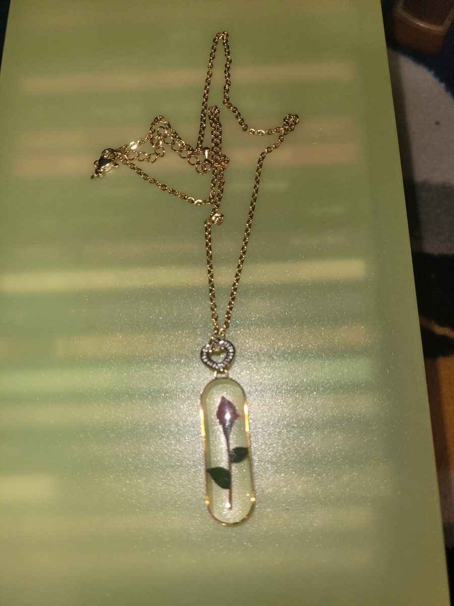 Heart Pendant Danbury Mint Rose Necklace Dozen Roses Drop Heart