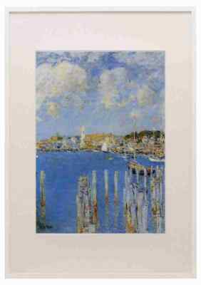 Der Binnenhafen von Gloucester Hassam Impressionismus amerikanischer A3 A4 gerahmter Druck