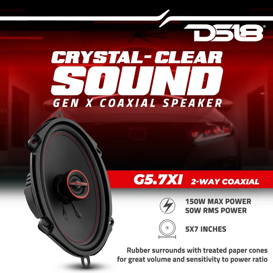 DS18 G5.7Xi 5x7" Car Speakers 2-Way Coaxial Speakers 150 Watts 4-Ohm - Pair - Image 2 of 4