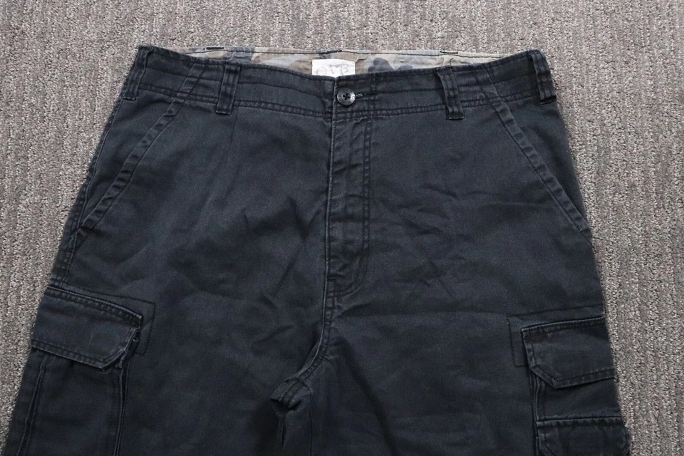 Y2K Cargo Shorts Men 34x10 Black Grunge Skater Utility Outdoor - Image 2 of 4