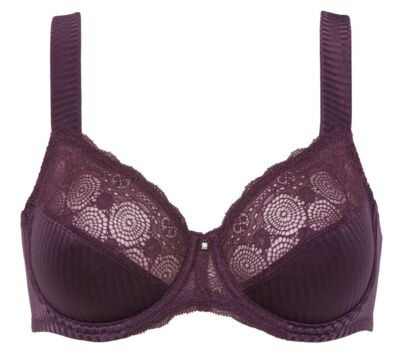 Bügel BH Viania Damen BH mit Spitze unterlegte Cups aubergine 80 B