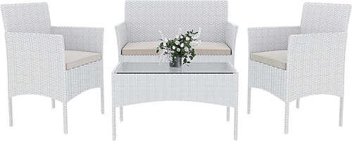 Arreditaly Set Di Mobili Da Giardino Salotto Salottino in Rattan 4 Posti Con Tav - Foto 12 di 12