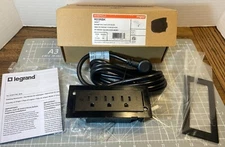 Legrand RD3RBK Mountable Under Desk / Furniture Power Strip, 15 Amp, 3 Outlets