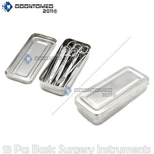 Set of 13 Pieces Basic Minor Surgery Kit Steel Box Surgical Instruments DS-1290