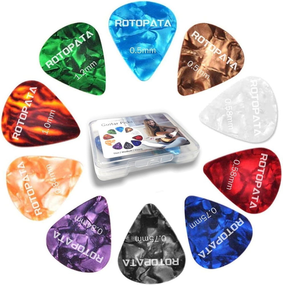 60 Guitar Picks Variety Pack with Storage Box in 6 Thicknesses 0.5-1.2mm