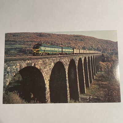 Postcard Erie Limited from NY to Chicago near Susquehanna PA Viaduct Vintage