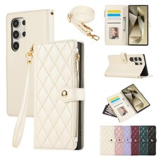 Zip Leather Flip Stand Wallet Phone Case For Samsung Galaxy S26 S23 S22 S25 S24