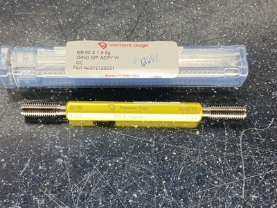M8 x 1.0 6G SET Vermont Metric THREAD PLUG GAGE Check Go No Go PDs 7.324 & 7.212