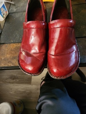 BOC Born Vegan Red Patent Slip-On Loafer Closed Clog Work Shoes, Size US 9.5 Wms