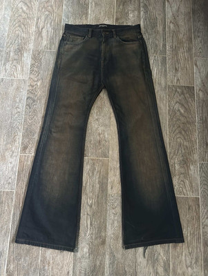 Balenciaga Men's Black Denim Bootcut Jeans Unifit Logo 5-Pocket Button