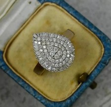 Teardrop Shape Engagement Ring 14K White Gold Plated Silver Simulated Diamond