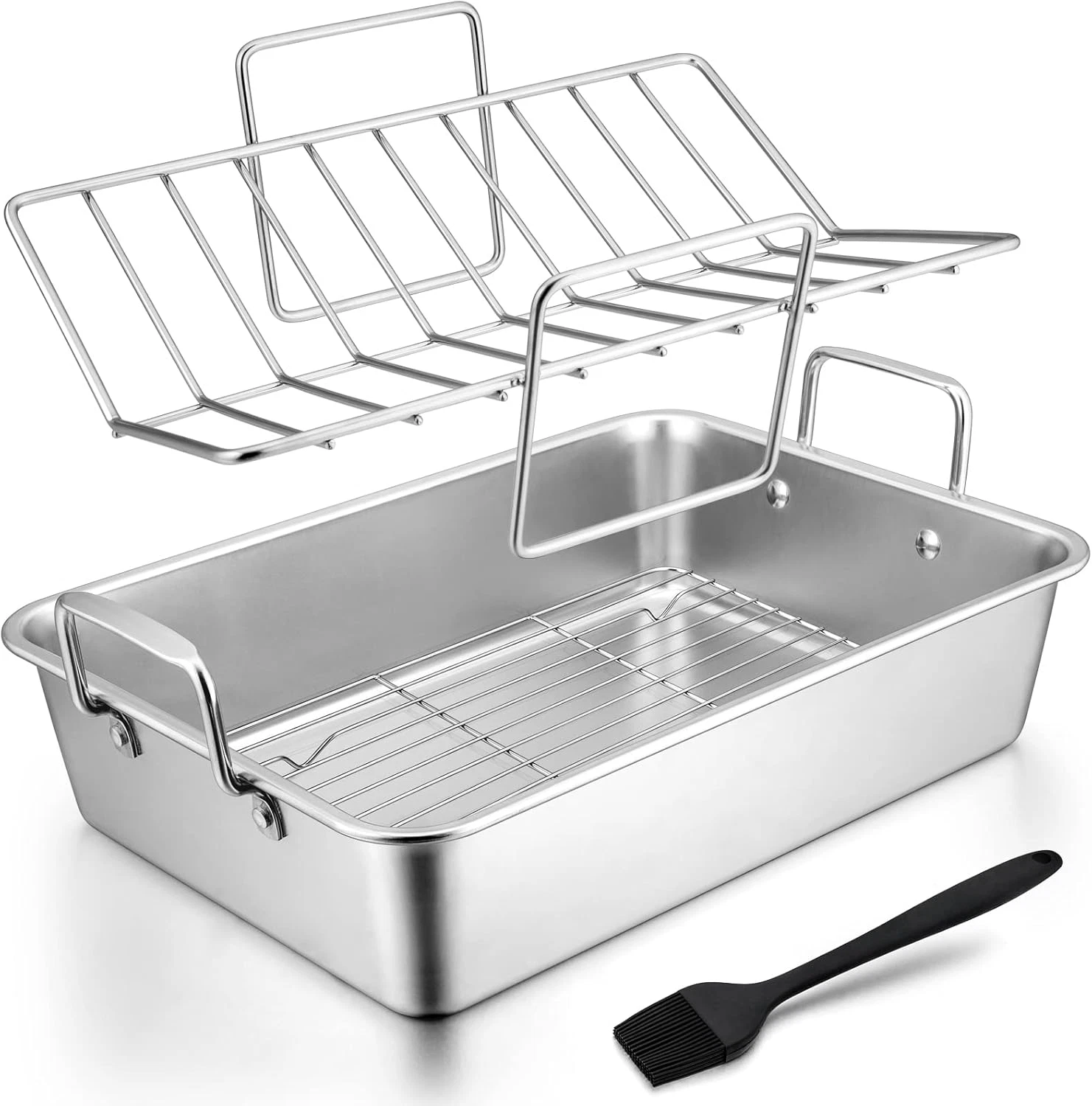 Roasting Pan with Rack Set, Large 15.2In Stainless Steel Lasagna Roaster Pan, Ba
Opens in a new wind