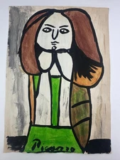 Pablo Picasso COA Art Painting Original Drawing Vintage Paper Signed