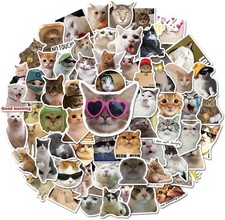 100 Pcs Cat Stickers Cute Meme Kitten Stickers Water Bottles Laptop Guitar