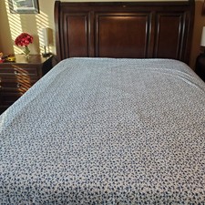 Laura Ashley Blue White Floral Vine 100 Cotton Full Flat Sheet OEKO-TEX India