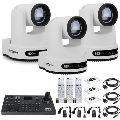 3 x PTZOptics Move 4K PTZ Camera with 12x Zoom (White) (PT12X-4K-WH-G3) +