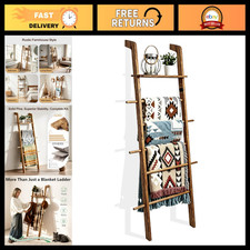 67" Tall Blanket Ladder - 6-Tier Wooden Rustic Farmhouse Towel Rack Storage