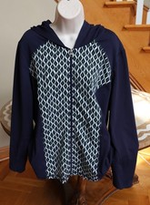 Zenergy Spring Activewear Navy Zip Front Hooded Ladies Jacket Chico's Sz 3 XL