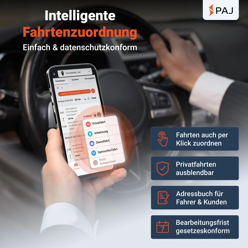 PAJ GPS Elektronisches Fahrtenbuch 4G – OBD2 & Festeinbau Fahrzeug Tracker - Bild 3 von 4