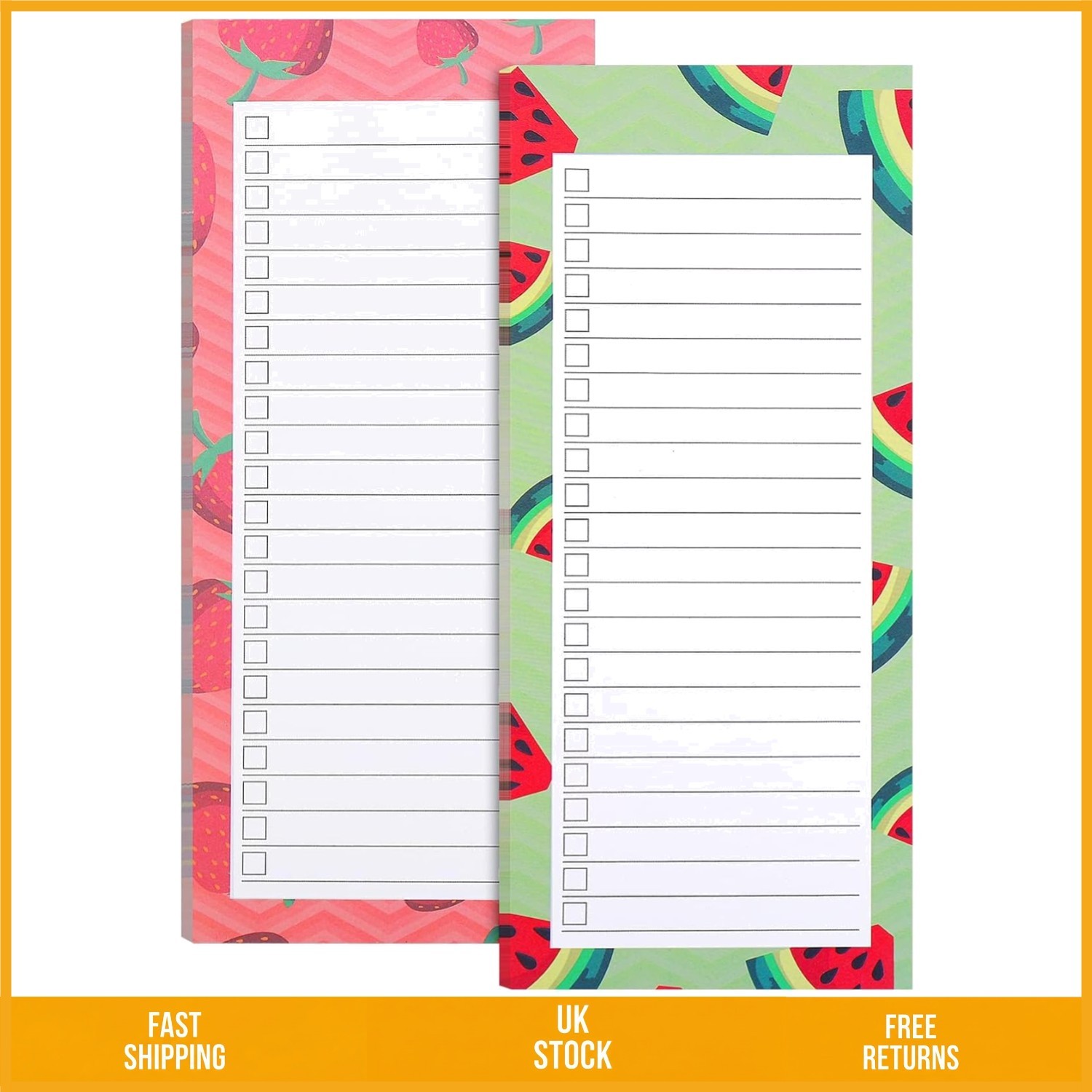Charming Fruit Magnetic Fridge Grocery Notepad Weekly Meal Planner 2 Pack 9cm