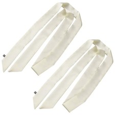 2PCS 57.59 1.97 Inch Polyester Solid Color Long Neckerchief Silk Floral White