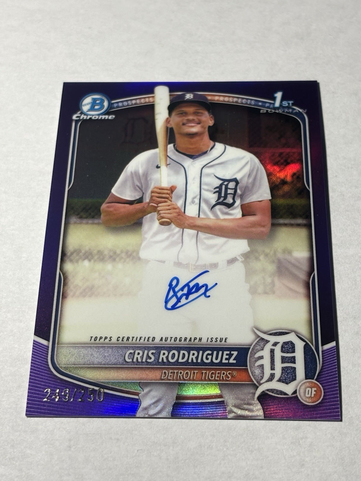 2025 Bowman Chrome -Prospect Auto Cris Rodriguez #CPA-CR Purple Refractor /250 view 1
