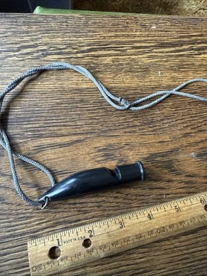 Vintage Black Dog Training Whistle Hunting With Lanyard