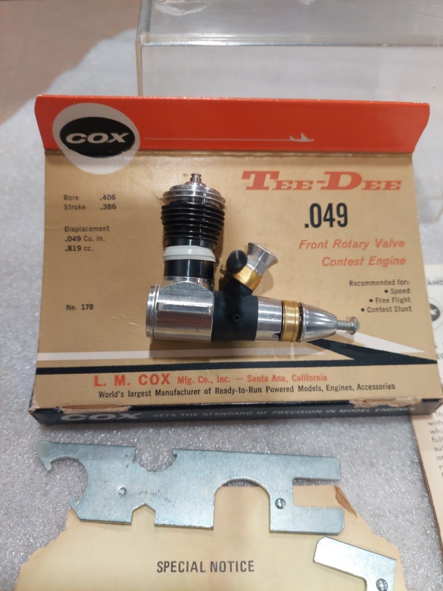 COX TEE DEE .049 No.170 AIRPLANE ENGINE JEWEL BOX CASE NEW NOS NIB