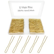 U-Shaped Hair Pins 330 Pack Blonde Hair Buns Pins Hair Grip Bobby Pins for Women